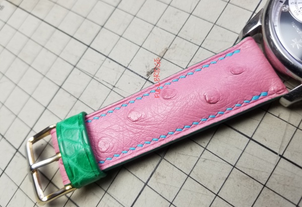 Vacheron Constantin・Watch Strap Bespoke・ヴァシュロンコンスタンタン／ウォッチストラップ(時計ベルト)・ハンドステッチ(手縫い)／HERMES(エルメス)オーストリッチ×クロコダイル×裏地クロコダイル／コバ(切り目)本磨き仕上げ／フルオーダーメイド(ビスポーク)