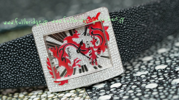 FRANCK MULLER Infinity Dragon Diamond  NO:3740QZ DRG D CD ・Bespoke Watch Strap Galuchat／フランクミュラー フルオーダーメイド ガルーシャ ストラップ x裏地ラバー x ヘリ返し仕上げ x 純正ダイヤモンド尾錠移植