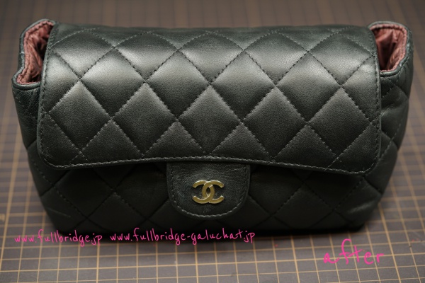 CHANEL Porch Quilted Cow leather BLACK Color ・Cleaning & Color Refresh・Before→After／シャネル キルティングレザー 黒 ポーチ・クリーニング&カラーリフレッシュ・ビフォー→アフター